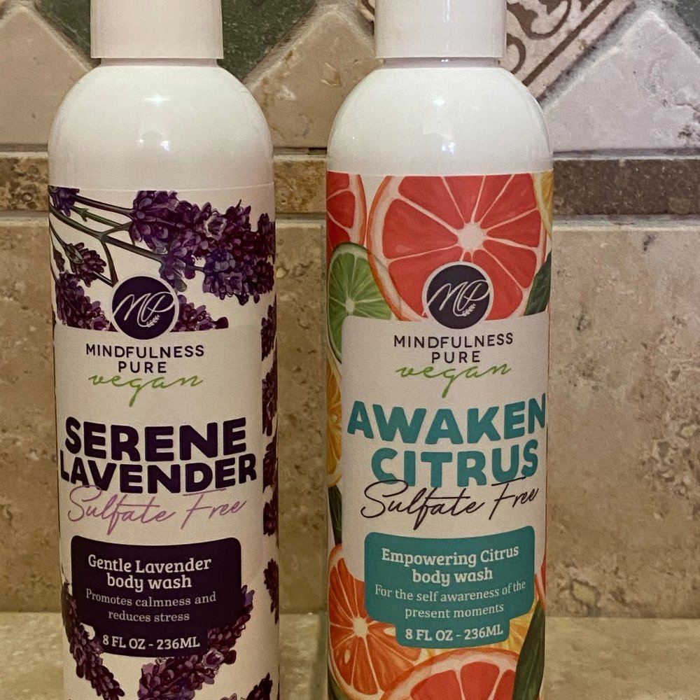 Lot of 2 New Natural Full Mixed Vegan Body Wash